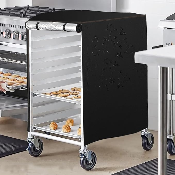 Sheet Bun Pan Rack Cover Speed Rack Cover with Zipper for 10 Tier Commercial Bakery Racks 23x28x32 Waterproof Bread Rack Cover with Clear Roll-Up Door &amp Breathable Mesh Vent(20 Tier)