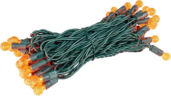 Novelty Lights 25FT 50 LED G12 Christmas String Lights Tree Lights Indoor Outdoor Commercial Grade LED Mini Light Set with 40000 Hours Rating Christmas Lights Christmas Tree Lights Orange