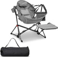Hammock Camping Chair with Leg RestLightweight Portable Outdoor Chair for Camping and Hiking Supports 350lbs-Gray