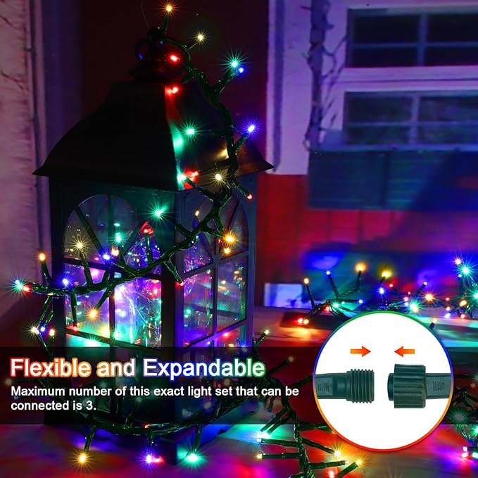 LAMPHOME 500 LED Christmas Outdoor Twinkle String Lights Extendable Holiday DecorationPlug in Lights with 10 Functions and Timer Waterproof for Outdoor Home Party Bedroom-Warm White&ampMulticolour