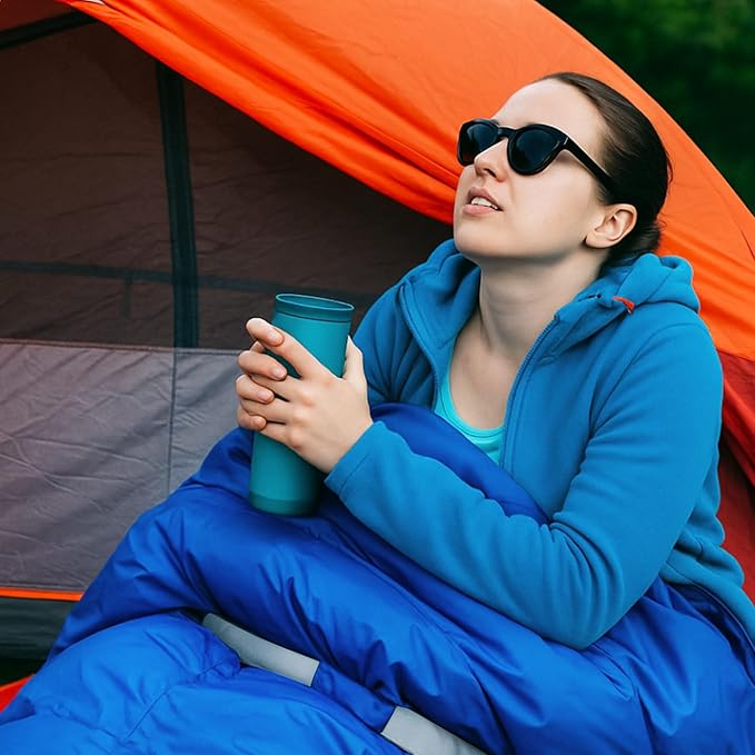 Macarrie Wearable Sleeping Bag with Dual HoodieLongsleevesPockets and Adjustable DrawstringIdeal for Camping Cold Weather Hiking BlanketShelter