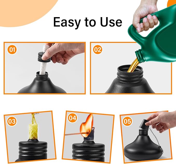 Upgraded Tabletop Torches Set of 8 24.5 oz Citronella Candles for Outdoor Metal Table Top Torches for Outside Refillable Torch Lanterns for Patio Yard Deck Garden Party