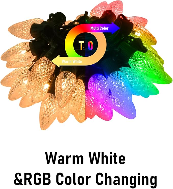 Probro Smart C9 LED Christmas Lights Outdoor 134FT 150 LEDs App Control 105+ Lighting Modes Music Sync Dimmable IP65 Waterproof Connectable String Lights for Yard Patio Roofline Decor