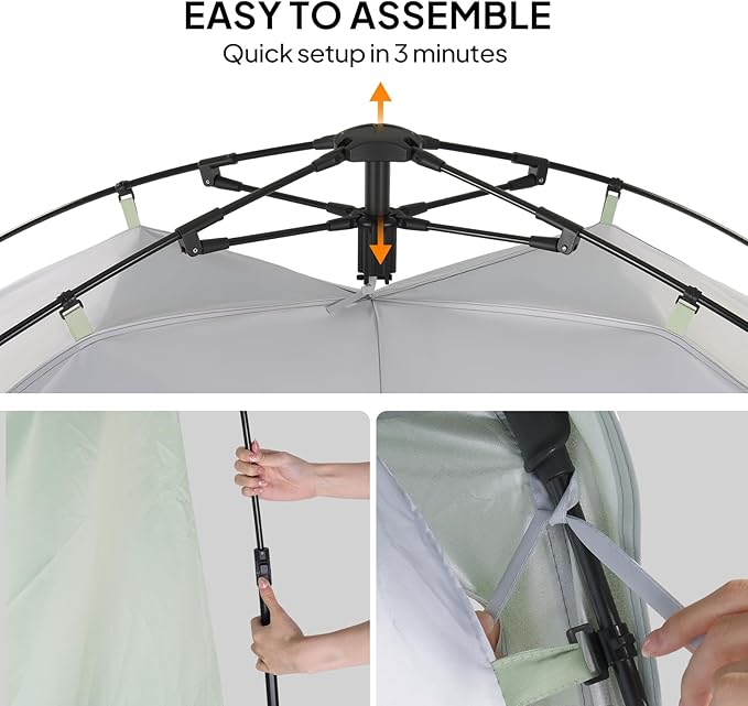 VINGLI 2 Room Shower Tent 7.5 FT Instant Pop Up Shelter with Carrying Bag Privacy Changing Room TentPerfect for Portable Toilet Camping Dressing Outdoor Indoor Easy Set Up