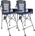 REDCAMP Oversized Tall Camping Chair for Adults 2 Pack Portable High Folding Directors Chair Foldable Bar Height Stool with Side Pocket for Lawn Sport Blue