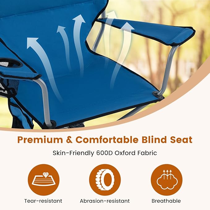 Tangkula Swivel Camping Chair Portable Lawn Chair with Cup Holder Storage Pocket Carrying Bag Lightweight Outdoor Folding Chair for Outside Camp Fishing Hiking Beach No Assembly Needed