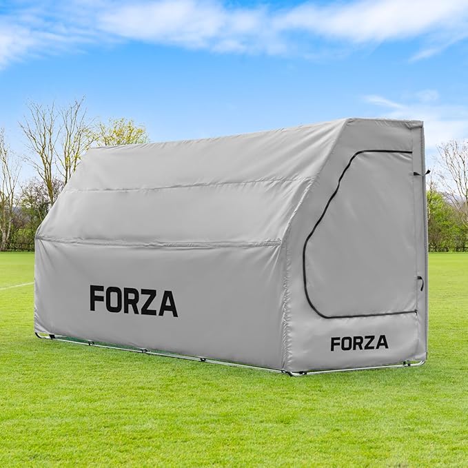 FORZA Portable Team Shelter | Durable Steel Frame Shelter for Sports Teams – Optional Benches &amp Multiple Colors (Grey Shelter Only)