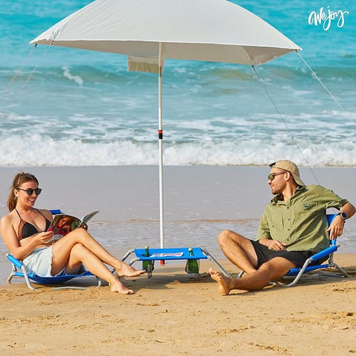 #WEJOY 2 Beach Chairs and Table Set Lightweight &amp Folding Backpack Beach Chair for Outdoor Beach Lawn Camping Picnic Blue Beach Chairs Set