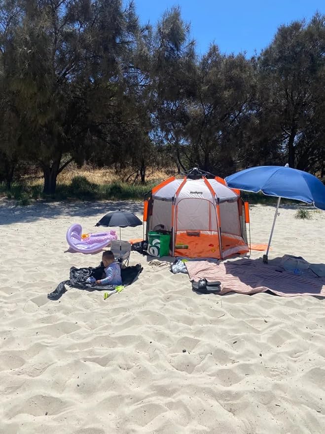 Beach Pop Up Tent &amp Sun Shelter - 5 Sec Setup | Adjustable Sunshade Nano Water/Mosquito Proof UPF 50+ | for Camping Picnic Sports Concert Set w/Storage