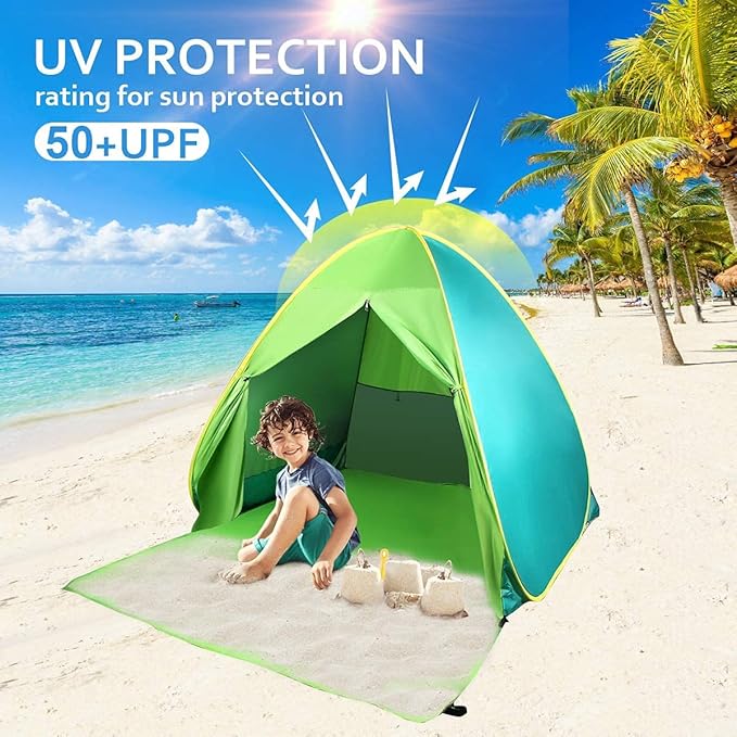 UPF 50+ Pop Up Beach Tent Sun Shelter Portable Anti UV Sun Shade Shelter for 1~3 Person Outdoor Activities Camping Fishing Hiking Picnic Touring