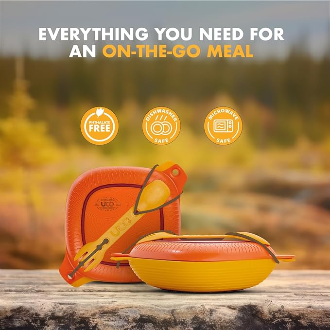 UCO 4-Piece Camping Mess Kit with Bowl Plate and 3-in-1 Spork Utensil Set
