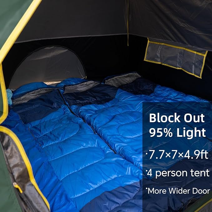 4/6 Person Blackout Camping Tent Easy Setup Waterproof Family Dome Tent for Camping with Rainfly Portable Double Layer Large Family Tent for Outdoor Camping&ampHiking