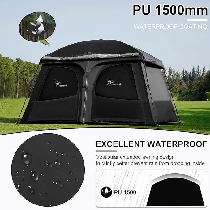 Vidalido Tents3-4 Person Camping Tent with Extended VestibuleWeather Resistant Family Tents with Breathable Mesh WindowsEasy Install Waterproof Outdoor Tent for Backpacking and Camping Hiking