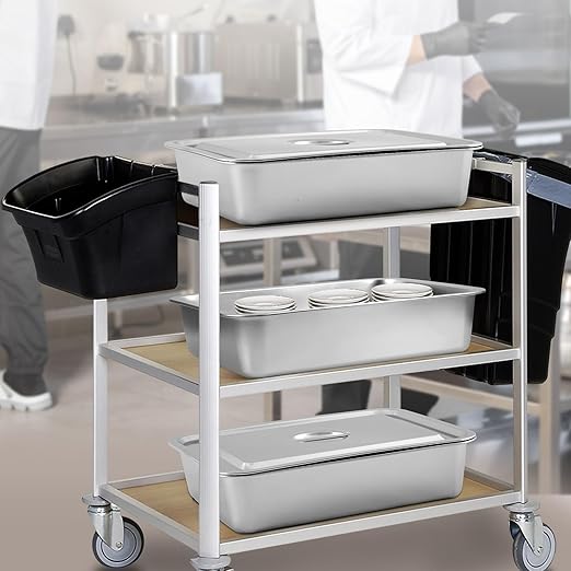 3 Pcs Stainless Steel Bus Tubs with Lid 13 L Commercial Tote Box 4 Deep Food Grade Meat Processing Tubs Lug Dishwashing Utility Prep Tub Table Pans Silver (17.7 x 13.7 Inch)