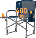 Timber Ridge Aluminum Oversized Camping Chair Lightweight Portable Directors Chair with Side Table Detachable Side Pocket for Outdoor Camping Lawn Picnic Support 400lbs Blue