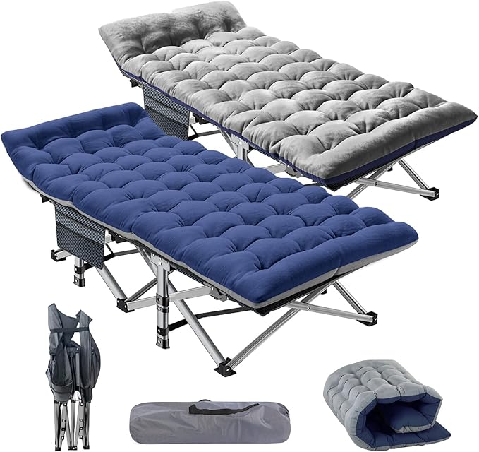 Barbella Folding Camping Cot 2 Pack Folding Cot Camping Cots for Adults Portable Sleeping Cot with Mattress Foldable Outdoor Bed Camp Cots Guest Bed with Carry Bag for Home Office &amp Outdoor Use