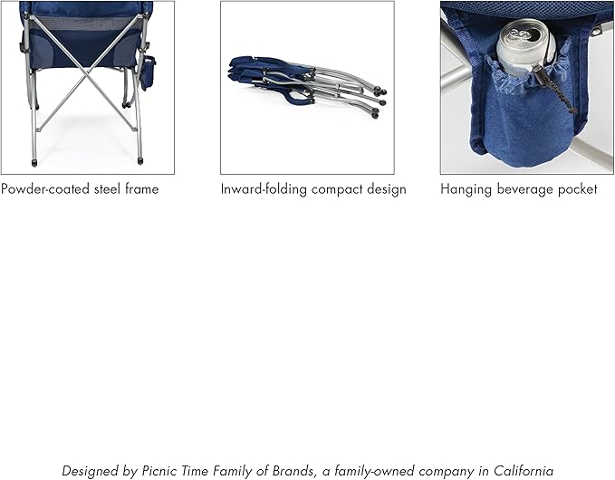 PICNIC TIME NFL Unisex-Adult NFL PT-XL Heavy Duty Camping Chair XL Beach Chair 400 lb Capacity Camp Chair