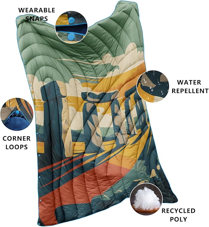 Camping BlanketPuffy Printed Camp Blankets Lightweight Packable for Outdoor CampingTraveling Stadium Hiking Picnics