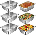 6 Pack Hotel Pans Steam Table Pan 1/2 Size 4 Inch Deep Stainless Steel Steam Table Pans Catering Food Pan Breading Tray for Chafing Dishes Buffet Restaurant