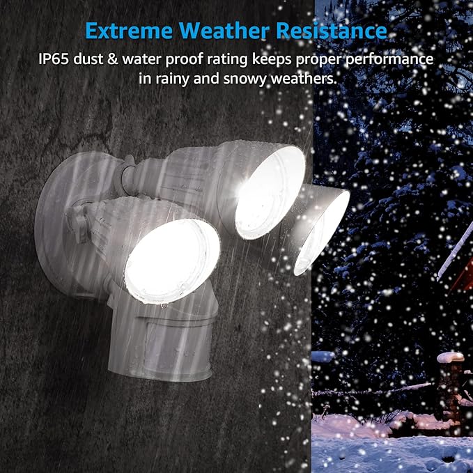 LEONLITE COB LED Security Lights Motion Sensor Aluminum Flood Lights Outdoor 3 Modes Motion Detector+Dusk to Dawn+Switch Control 100-277V Adjustable 3-Head IP65 ETL 5000K Daylight White