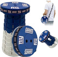 Sporticulture NFL New York Giants Telescoping Collapsible Stool 500lbs Max Weight Portable Adjustable Height Folding Camping Stool with Carry Strap Retractable Stadium Have A Seat Outdoor Sports Fan
