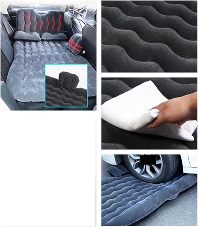 Car Inflatable Mattress Car Camping Travel Mattress Car Trunk Inflatable Mattress Portable Inflatable Mattress Suitable for All Car Models (Black)