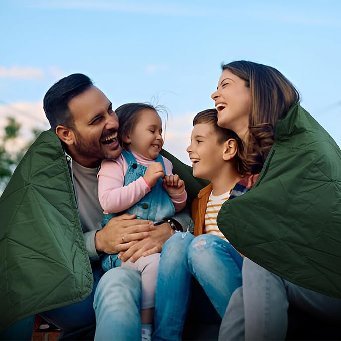 Large Outdoor Waterproof Blanket Extra Thick Fleece Stadium Blanket for Camping Car Pet Picnics - Windproof Wearable Machine Washable 80 x 58 (Green)