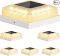 Brightever Solar Post Cap Lights Outdoor with 3 Lighting Modes 6-Pack Solar Fence Post Lights Waterproof Solar Powered Deck Post Lights Fits 4×4 Wood/Vinyl Posts Ideal for Garden Patio Porch White