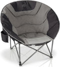 Oversized Portable Moon Camping ChairsRound Folding Lawn Chair w/Cup HolderOutdoor Heavy Duty Supports 500Lbs Comfy ChairPerfect for Family CampHikingPicnics and Beach TripsBlack