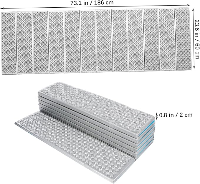 Toyvian Folding Camping Sleeping Pad Insulated Foam Mattress Lightweight Compact Egg Crate Design for Outdoor Adventures Moisture Cold Protection