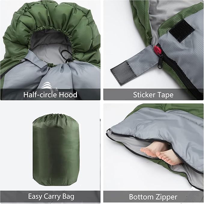 10 Pack Bulk Mummy Sleeping Bags for Adults Cold Weather 0 Degree Backpacking Camping Hooded Sleeping Bags for Homeless Adults Scouts Indoors Outdoors