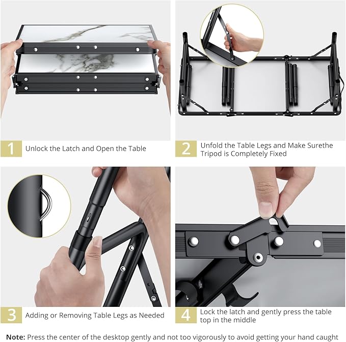 Anbte Folding Camping Table Aluminum Small Folding Table 3 Adjustable Height Max 27.5 Portable Table with Carry Handle Lightweight for Outdoor Indoor Travel Camping Picnic BBQ 34.6 x 15.7