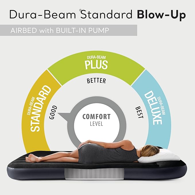 Intex Dura Beam Pillow Rest Classic Inflatable Blow Up Mattress Air Bed with Internal Built in Pump Twin (2 Pack)