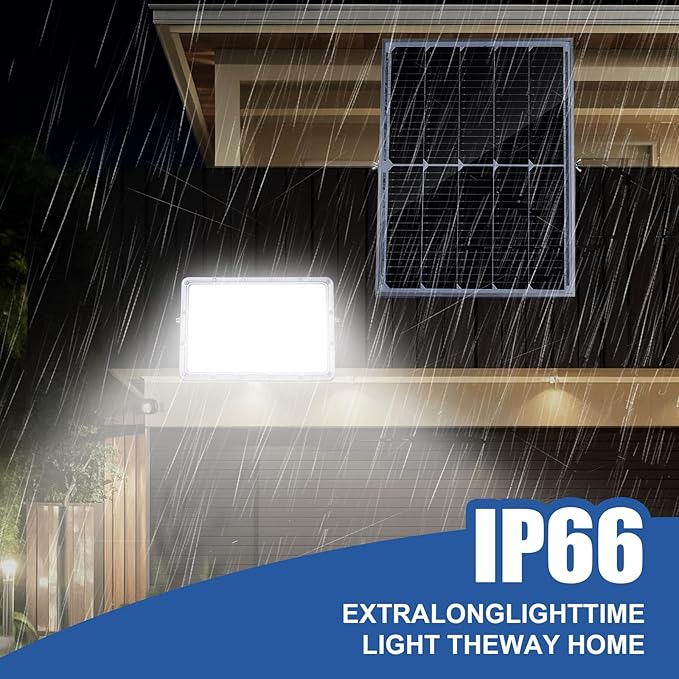 100W LED Solar Flood Lights 5000mah 8000K Street Flood Light Outdoor IP66 Waterproof with Remote Control Security Lighting for Parking Lot Yard Garden Swimming Pool Pathway