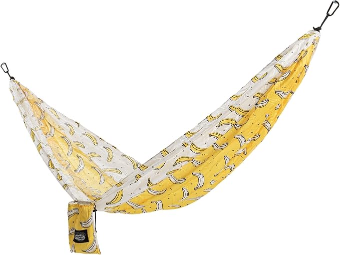 Original Pawleys Island Double Banana Camping Hammock with 2 Tree Straps Triple Stitched Durable Nylon Material Compact Design for Backpacking Travel Beach Backyard Patio Hiking