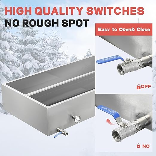 Maple Syrup Evaporator Pan 47Gal 304 Stainless Steel Maple Syrup Evaporator with Valve Thermometer and Divided Design 48 x 24 x 9.4 Inch Feed Pan for Boiling Maple Syrup for Home and Outdoor Use