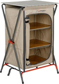 Lippert Sand Outdoor Folding Camping Pantry with Three Storage Shelves 600D Polyester Fabric Powder-Coated Steel Frame Aluminum Slat Top Collapsible Design - 2023053723