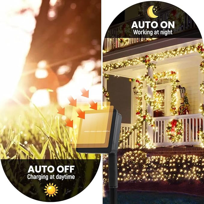 Solar String Lights for Outside 2 Pack 240 Led Solar Christmas Lights Outdoor Waterproof 82ft Solar Fairy Lights 8 Lighting Mode Solar String Lights Idea for GardenCourtyardsTrees(Warm White)