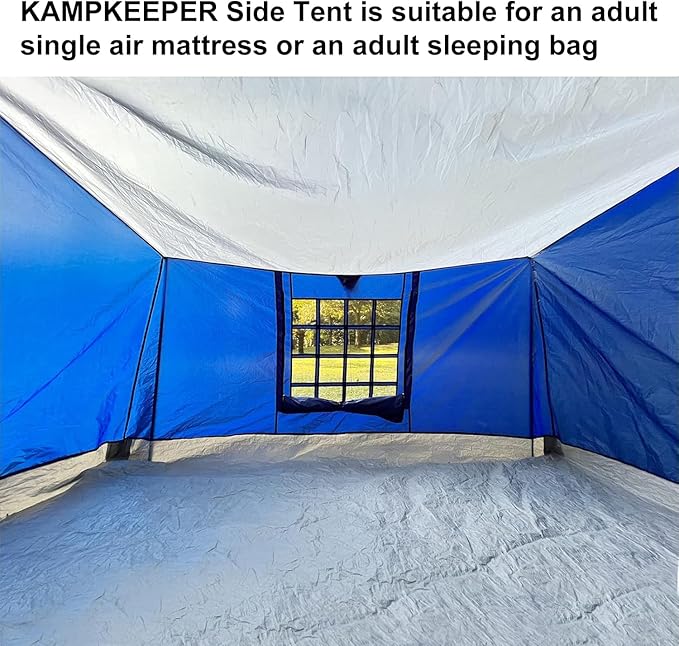 KAMPKEEPER Side TentCamping Tent for 10' x 10' Pop Up Canopy Easy Set Up GazeboCompatible with 10' Wide Canopy Tents（Blue）
