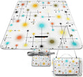 Mid Century Modern Atomic Turquoise Waterproof Outdoor Picnic Blanket Sandproof Beach Mat for Camping Hiking Grass Travelling