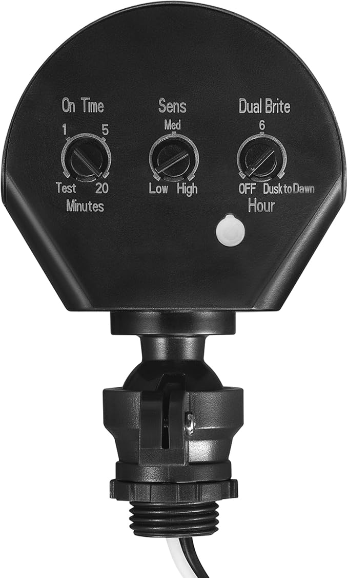 Globe Electric 240° Motion Sensor Replacement MotionBright 2-Level Lighting Adjustable SENS Dial Manual Mode Black Finish Outdoor Security Light 17000184