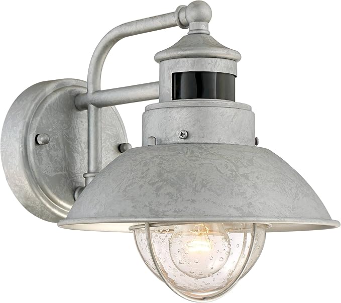 John Timberland Oberlin Rustic Industrial Farmhouse Outdoor Barn Light Fixture Galvanized Dusk to Dawn Motion Sensor 9 Clear Seedy Glass for Exterior Deck House Porch Yard Patio Outside Garage