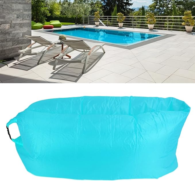 Inflatable Couch Lightweight Air Mattress Foldable Portable Lounger with Carrying Bag Polyester Sky Couch for Backyard Beach Traveling Camping and Music Festivals