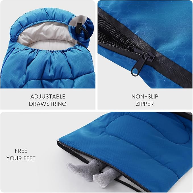 Sleeping Bags for Adults &amp Kids Lightweight Waterproof 3-4 Season Warm with Inflatable Pillow–Compact Portable Sleeping Bag for Cold Weather Camping Hiking Travel Indoor/Outdoor Use