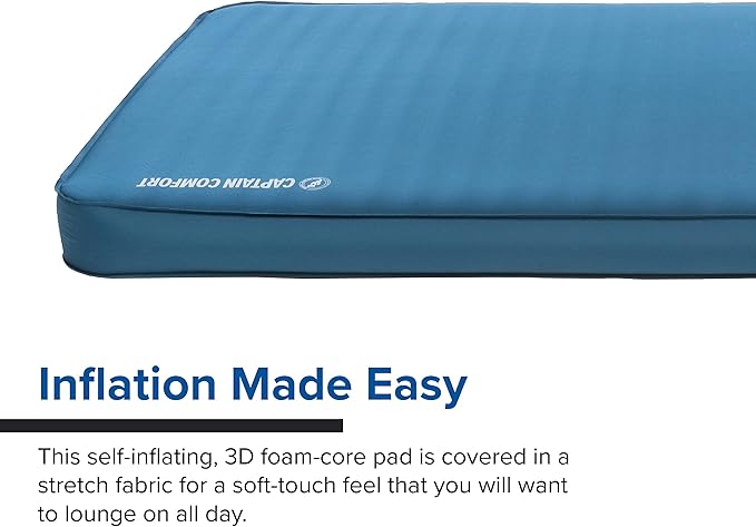 Big Agnes Captain Comfort Deluxe Camp | Supremely Comfortable All-Weather Self-Inflating Sleeping Pad