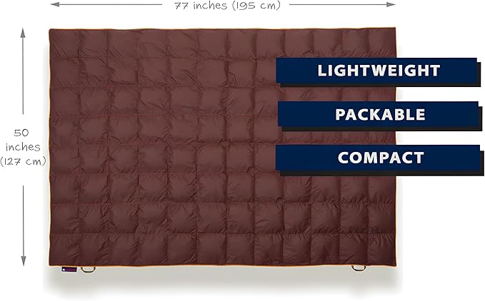 Get Out Gear Down Camping Blanket - Puffy Packable Lightweight and Warm | Ideal for Outdoors Travel Stadium Festivals Beach Hammock | 650 Fill Power Water-Resistant Backpacking Quilt
