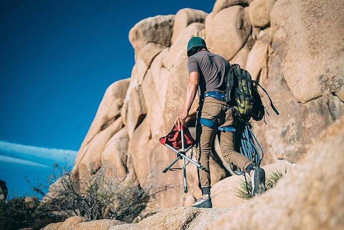 Travel Chair Slacker Tripod Chair for Camping Lightweight Chair Adjustable Carry Strap for Easy Transport | Oversized Duck Feet for Improved Stability | Perfect for Outdoor Adventures (Green)