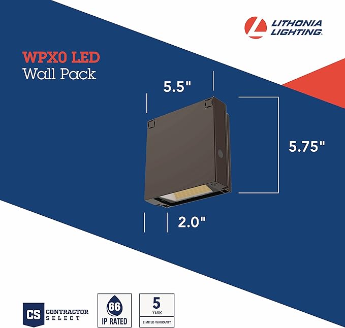 Lithonia Lighting WPX0 LED ALO SWW2 MVOLT PE DDBXD M2 Switchable Outdoor MVOLT Photocell Wallpack Dark Bronze
