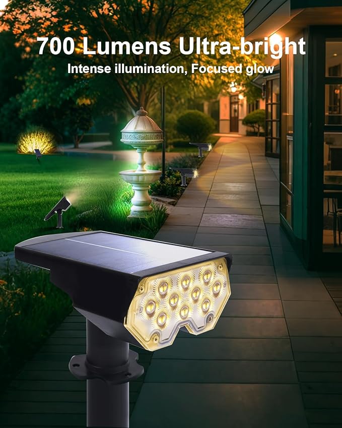 4 Pack Solar Powered Outdoor Spot Lights Outside Waterproof 20 LEDs Landscape Spotlights Dusk to Dawn for House Yard Tree Plants Walls Path Garden Statues Superior Accent Lamp Warm White