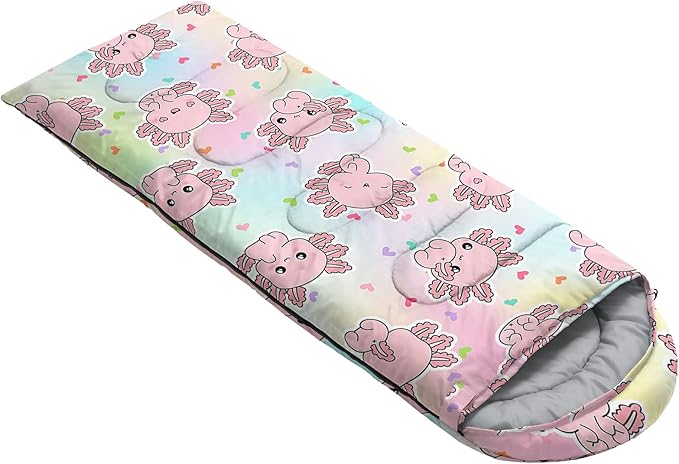 AILONEN Kawaii Panda Sleeping BagsLightweight &amp Waterproof3 Season Warm &amp Cool WeatherDreamy Purple Flower Animal Themed Sleeping Bags for BoysGirlsKidsAdults TravellingOutdoors